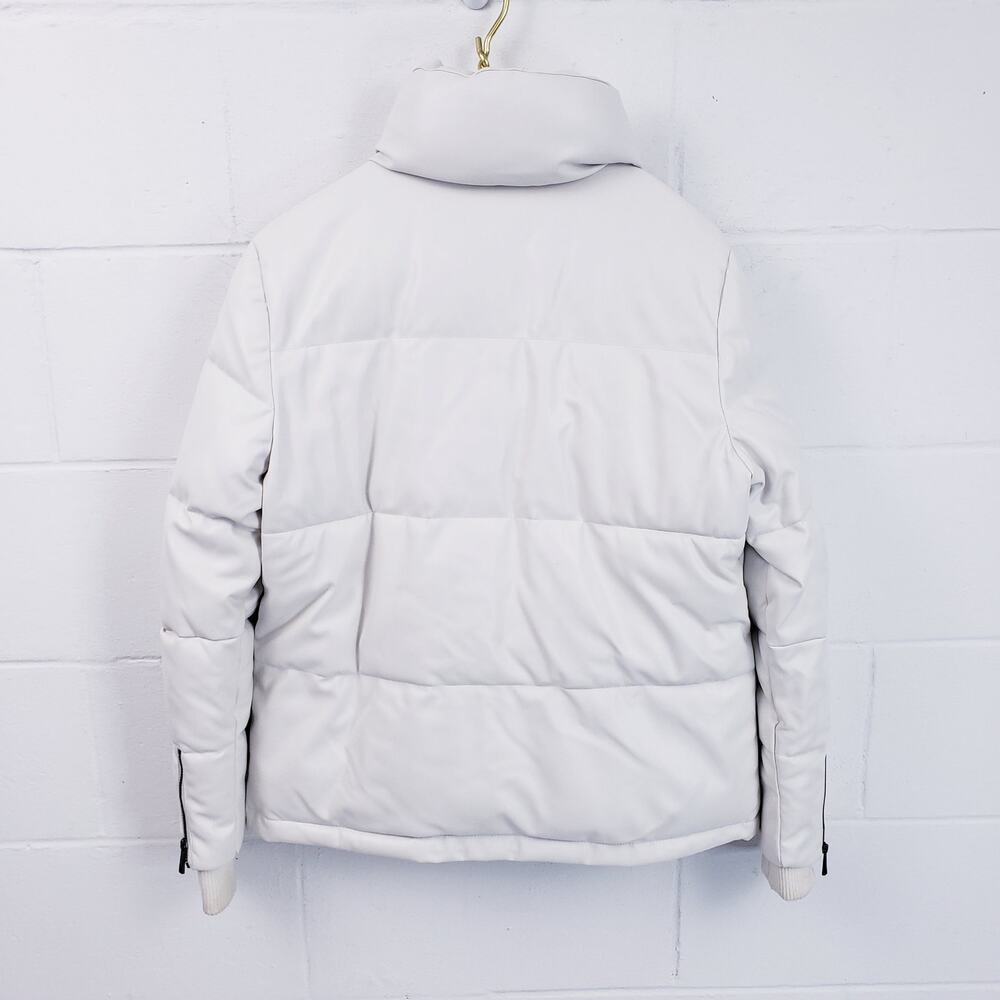 BCBG MAXAZRIA White Vegan Leather Puffer Coat Size Small Style # 14779BM-100 - Picture 2 of 12